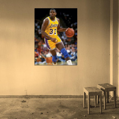 Magic Johnson Los Angeles Retro Basketball Sport Wall Art Print Poster