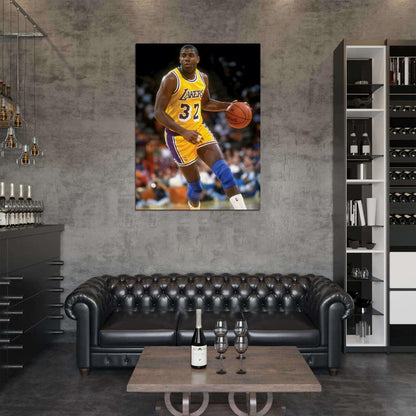 Magic Johnson Los Angeles Retro Basketball Sport Wall Art Print Poster