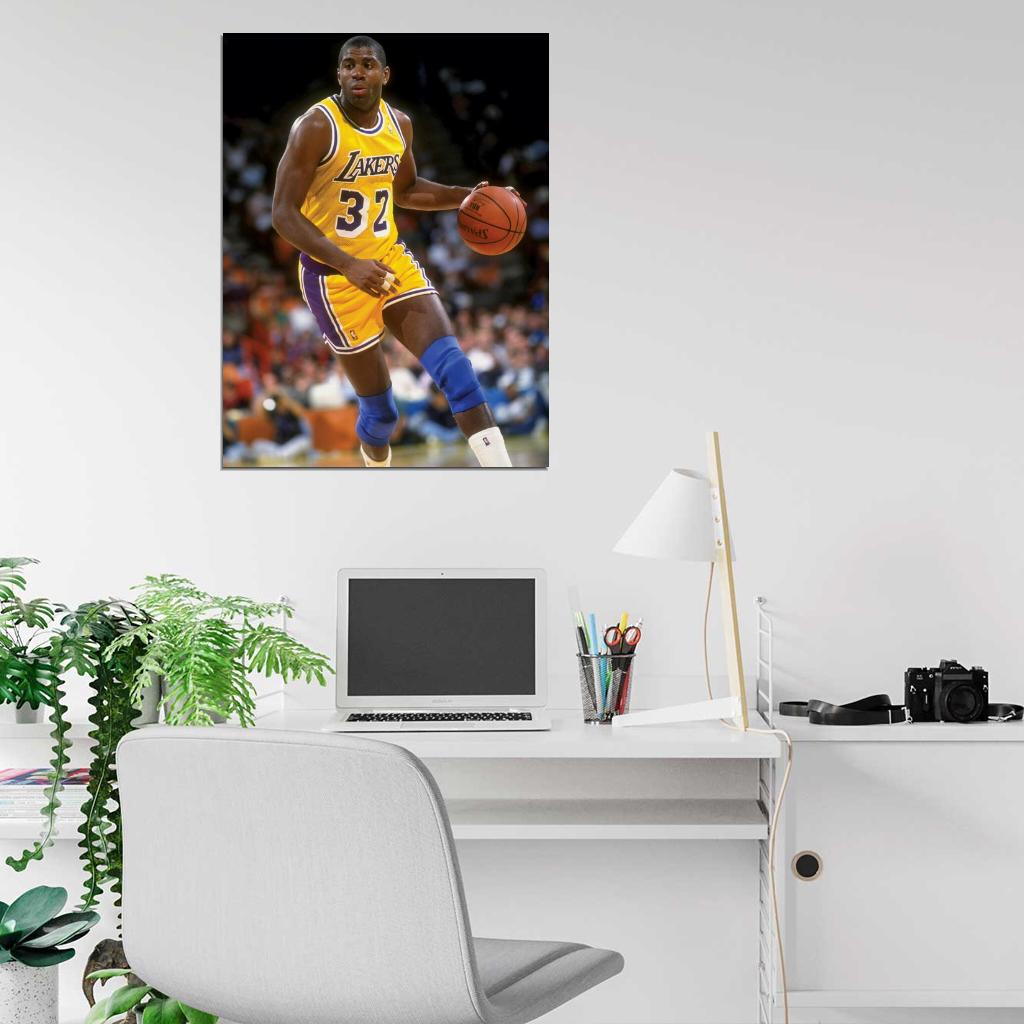 Magic Johnson Los Angeles Retro Basketball Sport Wall Art Print Poster