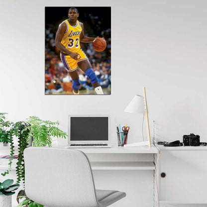 Magic Johnson Los Angeles Retro Basketball Sport Wall Art Print Poster