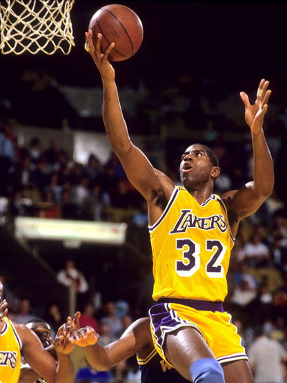 Magic Johnson Layup Los Angeles Retro Basketball Sport Wall Art Print Poster