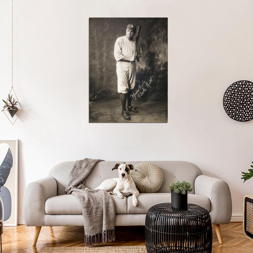 Babe Ruth Signature Baseball Retro Classic Rare Wall Art Print Poster
