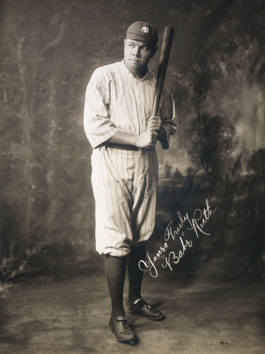 Babe Ruth Signature Baseball Retro Classic Rare Wall Art Print Poster