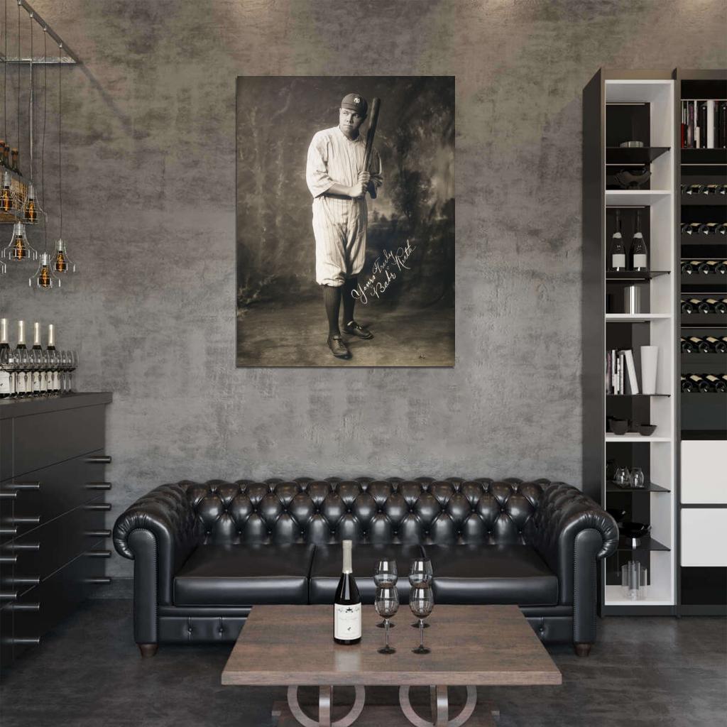 Babe Ruth Signature Baseball Retro Classic Rare Wall Art Print Poster