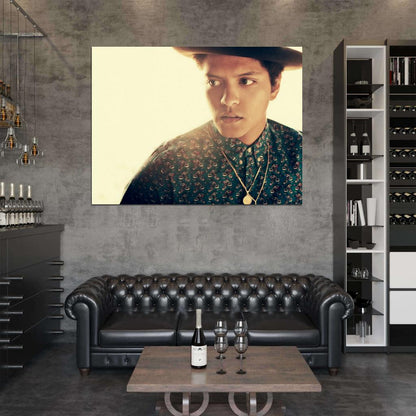 Bruno Mars Portrait Pop R&B Blues Music Singer Rare Wall Art Print Poster