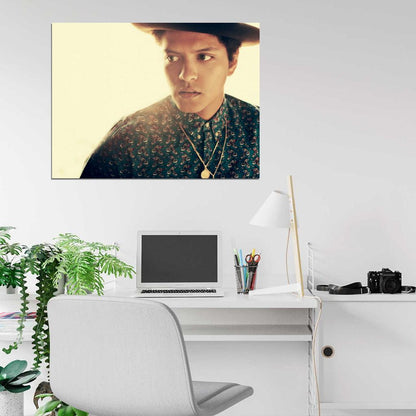Bruno Mars Portrait Pop R&B Blues Music Singer Rare Wall Art Print Poster
