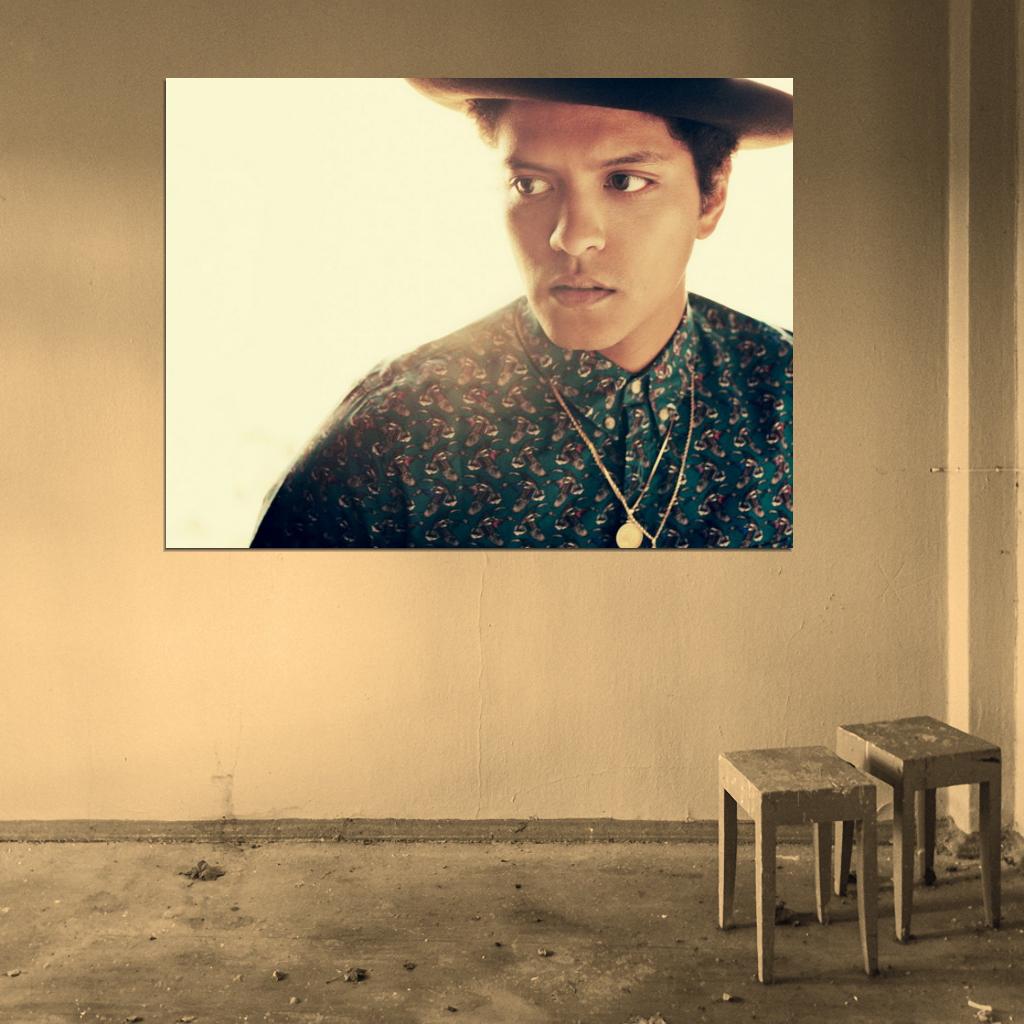Bruno Mars Portrait Pop R&B Blues Music Singer Rare Wall Art Print Poster