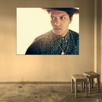 Bruno Mars Portrait Pop R&B Blues Music Singer Rare Wall Art Print Poster