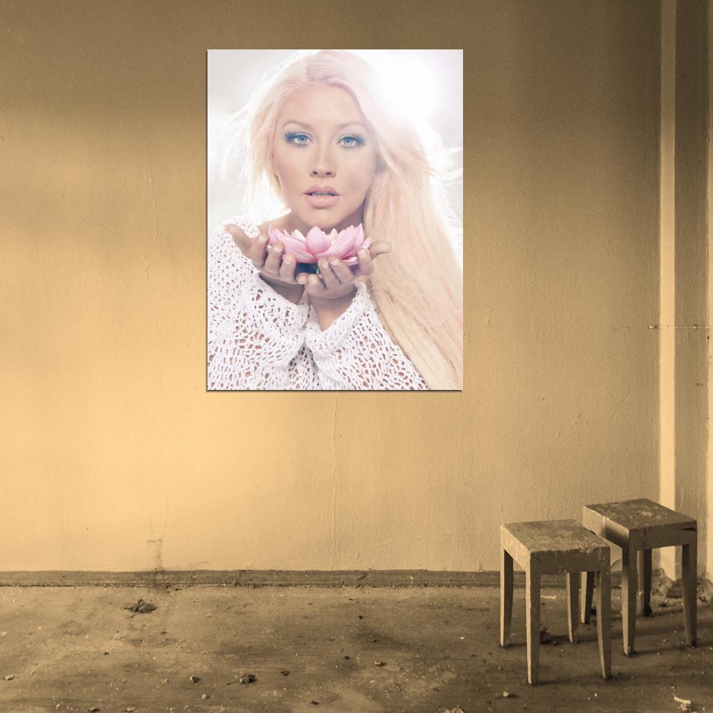 Christina Aguilera Flower Pop R&B Music Singer Rare Wall Art Print Poster
