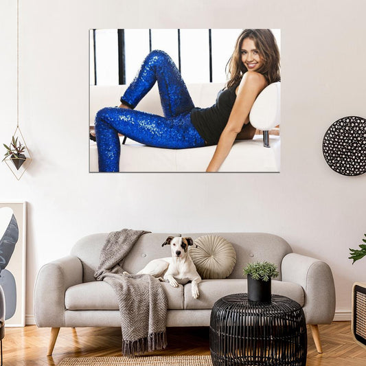 Jessica Alba Cute Smile Pose Actress Rare Wall Art Print Poster