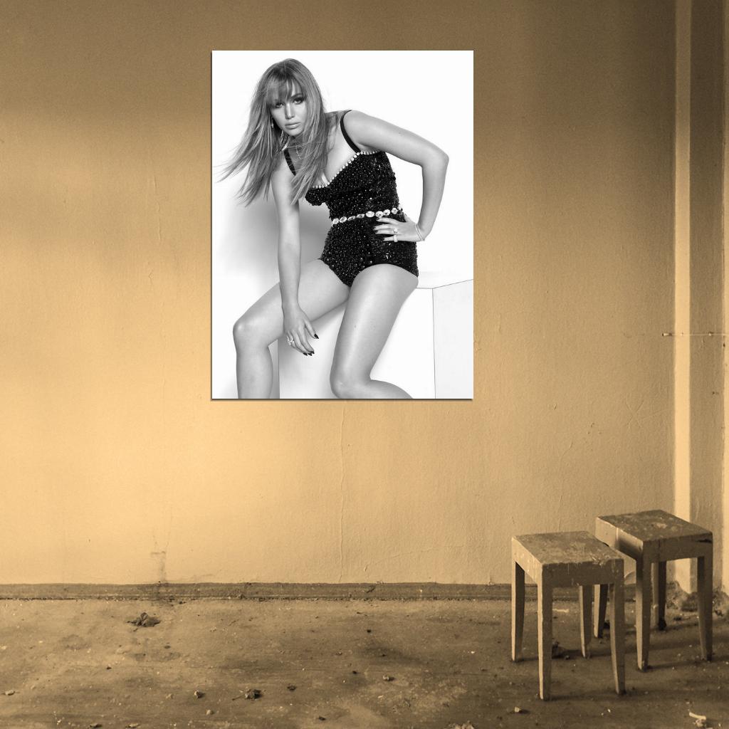 Jennifer Lawrence Sexy Pose BW Actress Rare Wall Art Print Poster