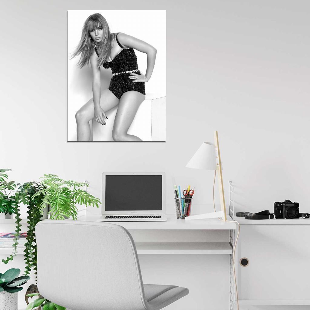 Jennifer Lawrence Sexy Pose BW Actress Rare Wall Art Print Poster