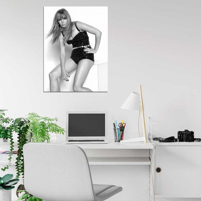 Jennifer Lawrence Sexy Pose BW Actress Rare Wall Art Print Poster