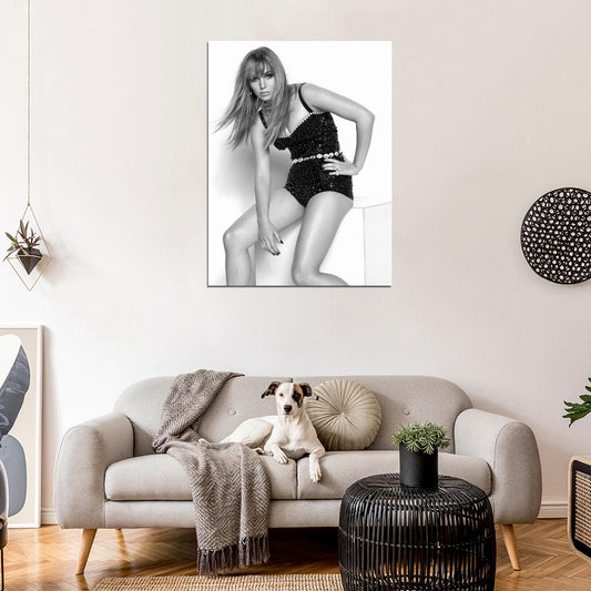 Jennifer Lawrence Sexy Pose BW Actress Rare Wall Art Print Poster