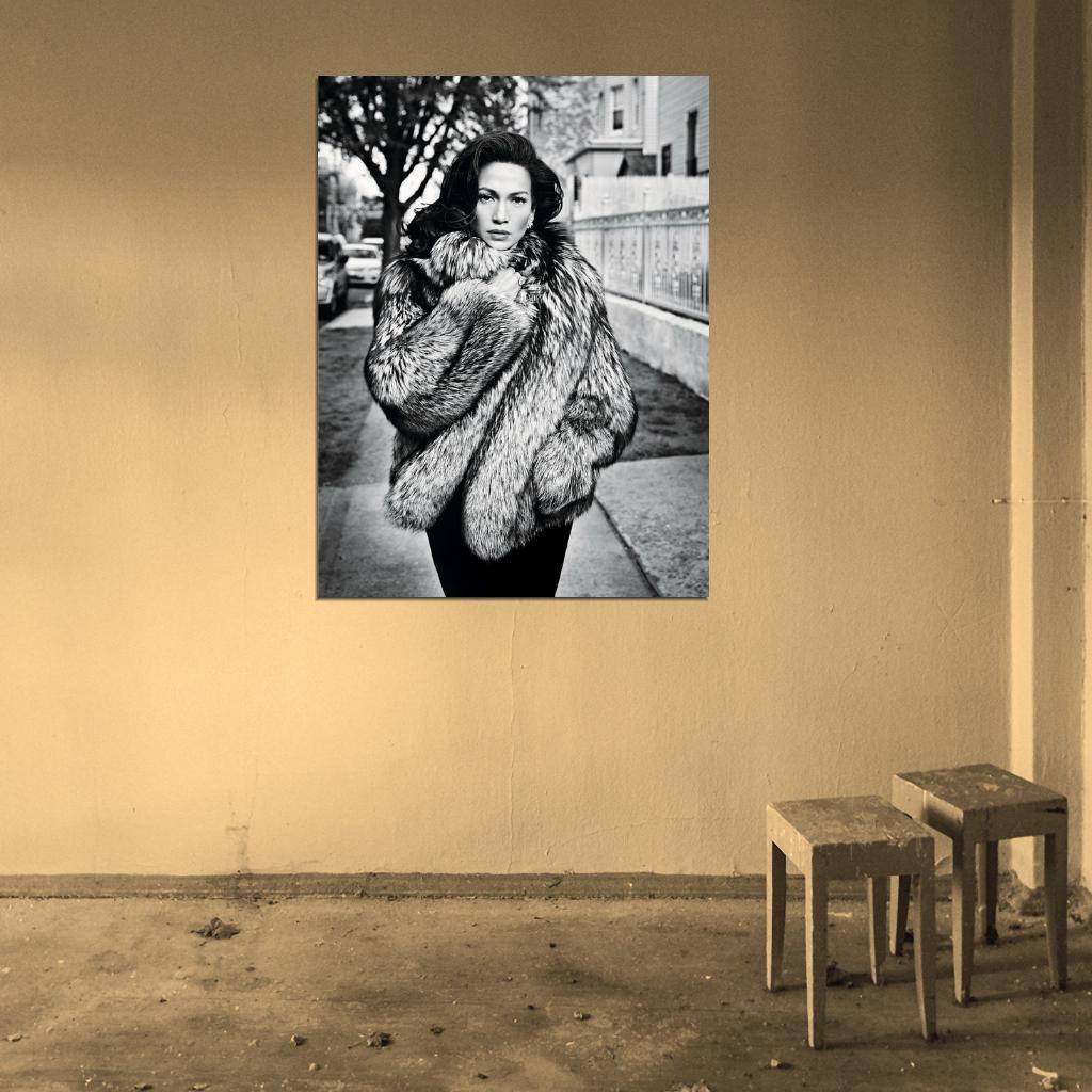 Jennifer Lopez Pop R&B Music Singer BW Rare Wall Art Print Poster