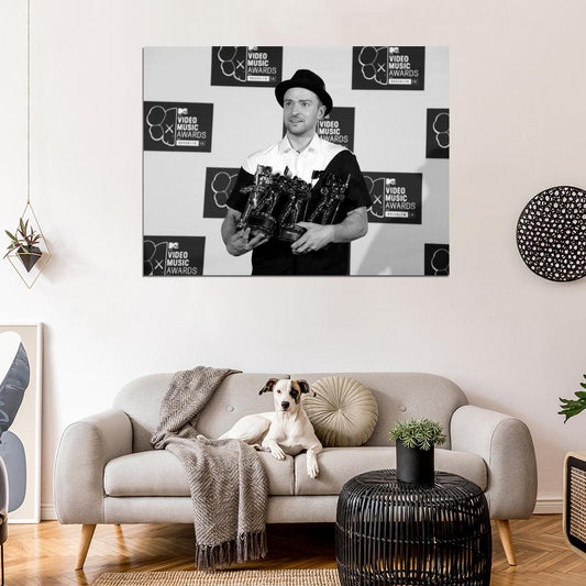 Justin Timberlake VMA Pop Music Singer BW Rare Wall Art Print Poster