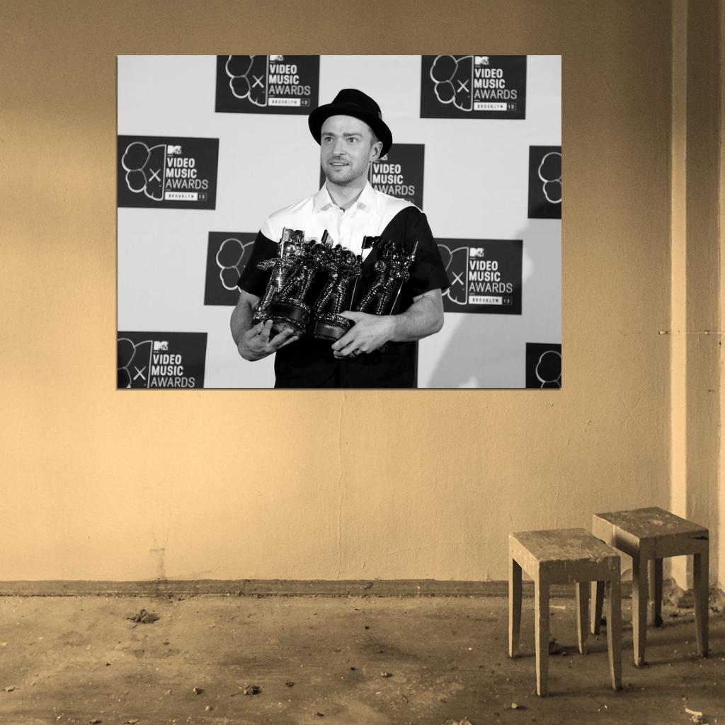 Justin Timberlake VMA Pop Music Singer BW Rare Wall Art Print Poster
