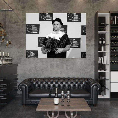 Justin Timberlake VMA Pop Music Singer BW Rare Wall Art Print Poster