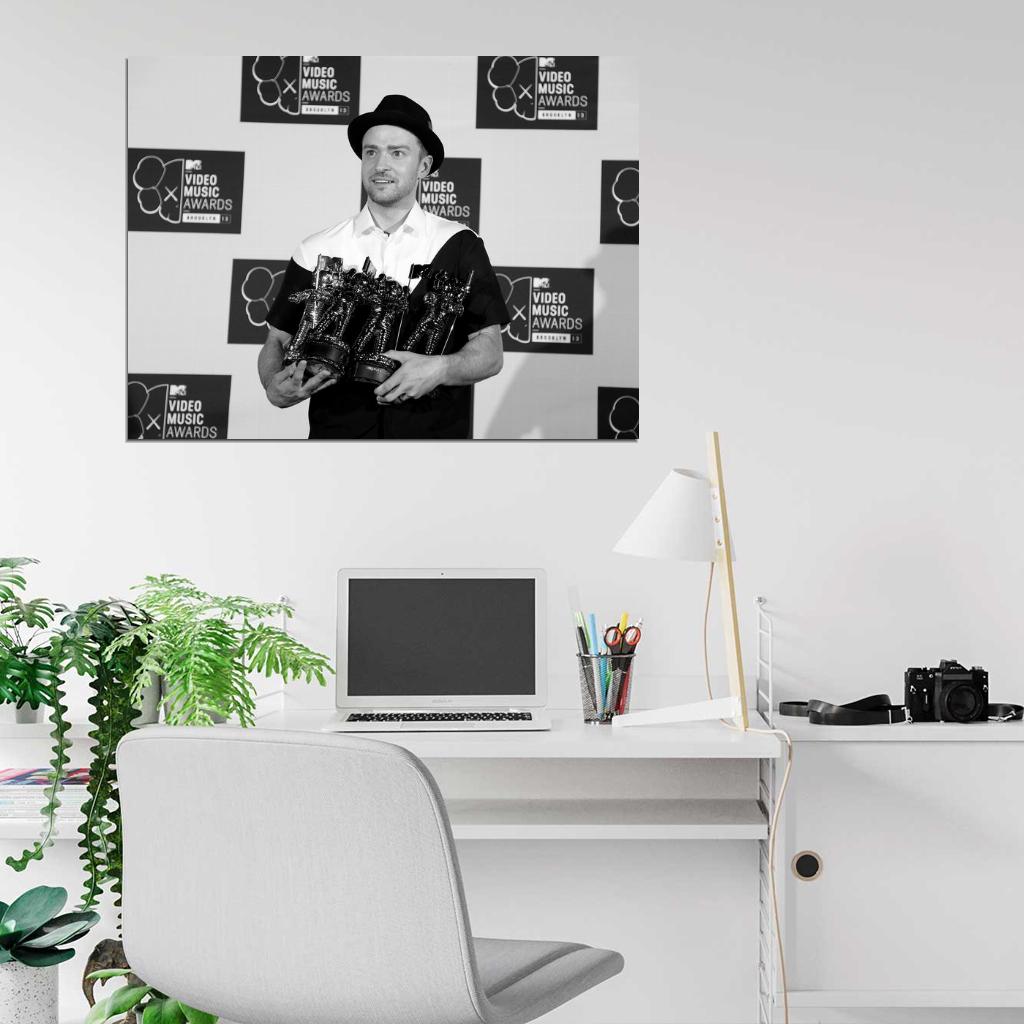 Justin Timberlake VMA Pop Music Singer BW Rare Wall Art Print Poster