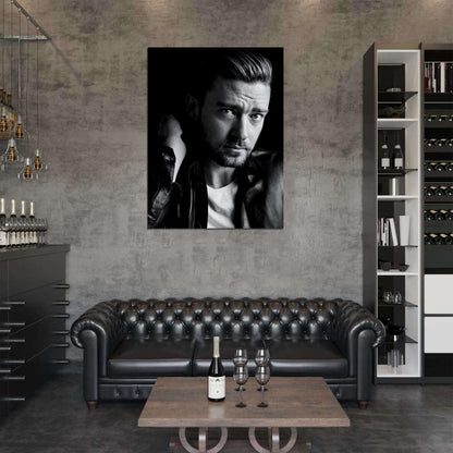 Justin Timberlake Portrait Pop Music Singer BW Rare Wall Art Print Poster