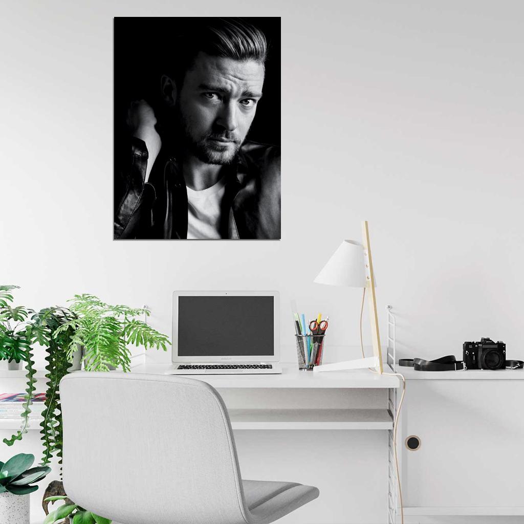 Justin Timberlake Portrait Pop Music Singer BW Rare Wall Art Print Poster
