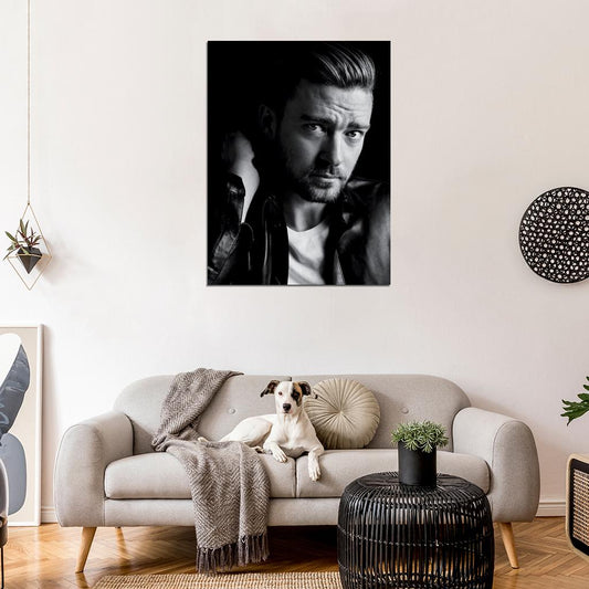 Justin Timberlake Portrait Pop Music Singer BW Rare Wall Art Print Poster