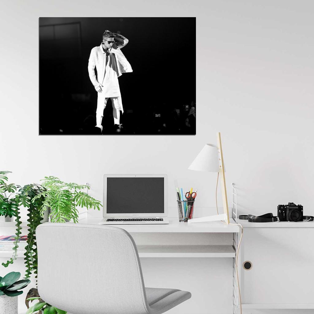 Justin Bieber Pop Music Singer BW Rare Wall Art Print Poster