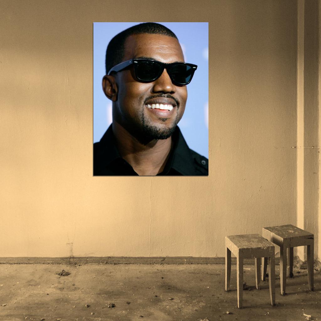 Kanye West Smile Portrait Hip Hop Rap Music Singer Rare Wall Art Print Poster