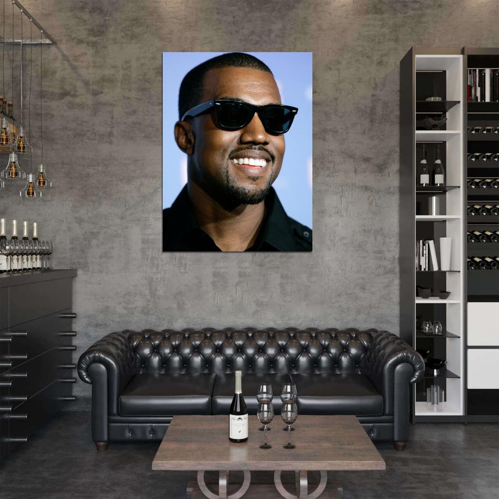 Kanye West Smile Portrait Hip Hop Rap Music Singer Rare Wall Art Print Poster