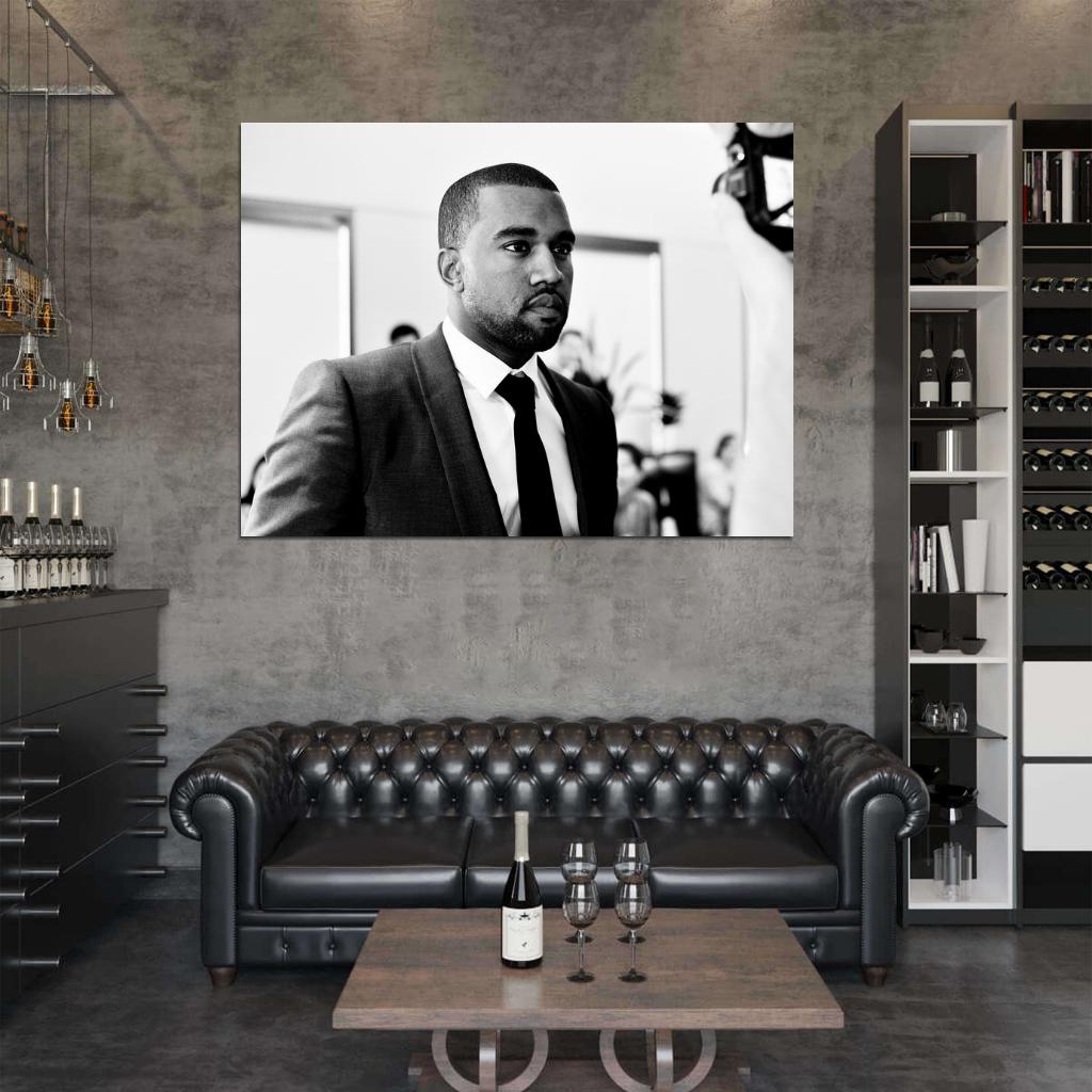 Kanye West Hip Hop Rap Music Singer BW Rare Wall Art Print Poster