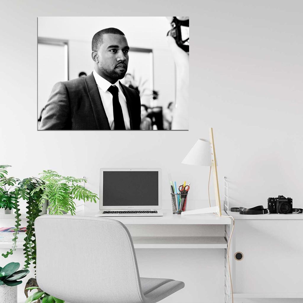 Kanye West Hip Hop Rap Music Singer BW Rare Wall Art Print Poster