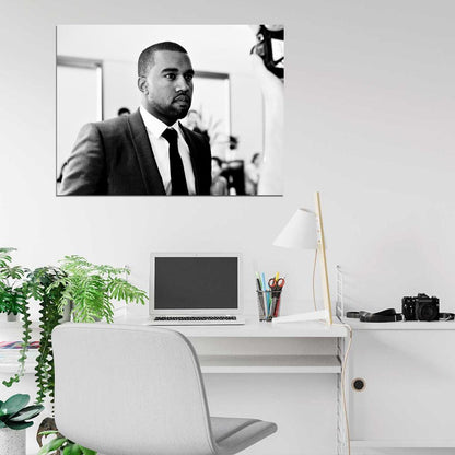 Kanye West Hip Hop Rap Music Singer BW Rare Wall Art Print Poster