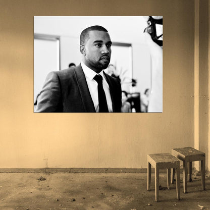 Kanye West Hip Hop Rap Music Singer BW Rare Wall Art Print Poster