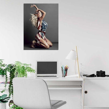 Kesha Hot Pose American Flag Pop Music Singer Rare Wall Art Print Poster