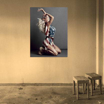 Kesha Hot Pose American Flag Pop Music Singer Rare Wall Art Print Poster
