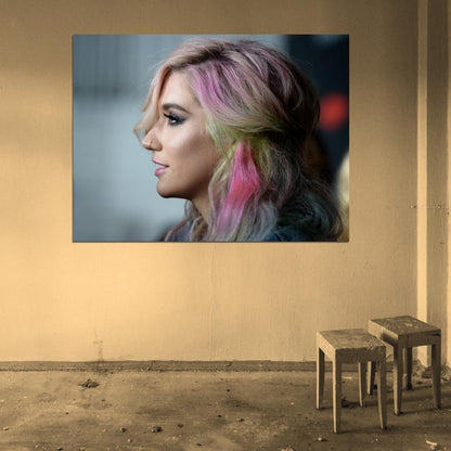 Kesha Colored Hair Portrait Pop Music Singer Rare Wall Art Print Poster