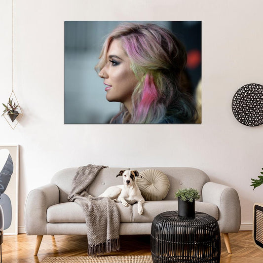 Kesha Colored Hair Portrait Pop Music Singer Rare Wall Art Print Poster