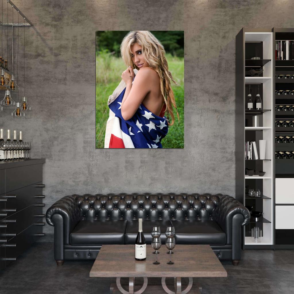 Kesha Hot American Flag Pop Music Singer Rare Wall Art Print Poster