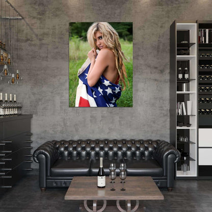 Kesha Hot American Flag Pop Music Singer Rare Wall Art Print Poster