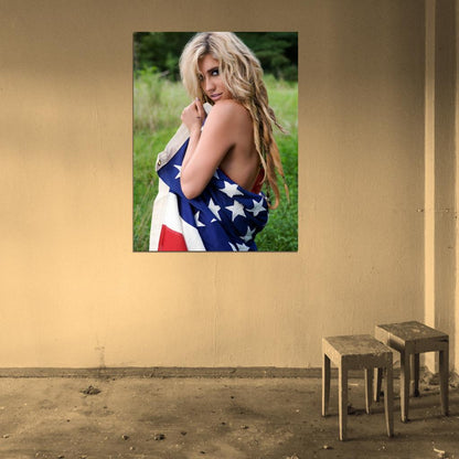 Kesha Hot American Flag Pop Music Singer Rare Wall Art Print Poster