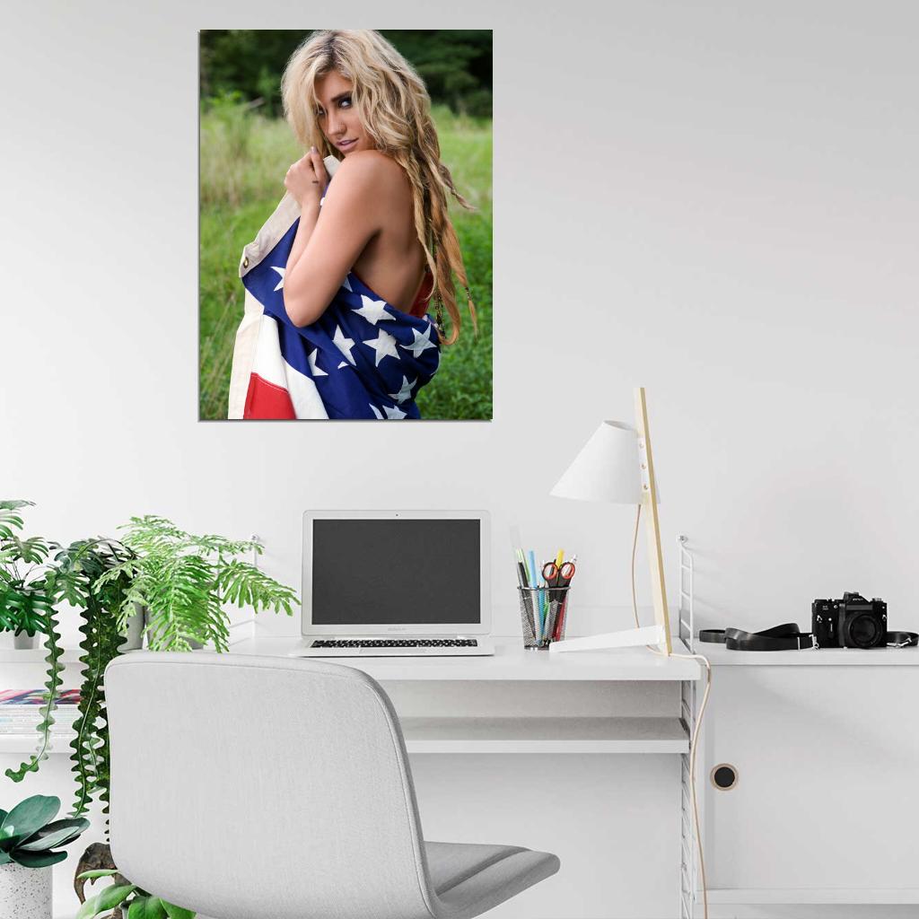 Kesha Hot American Flag Pop Music Singer Rare Wall Art Print Poster