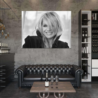 Kelly Clarkson Portrait Smile Cute Pop Music Singer BW Rare Wall Art Print Poster