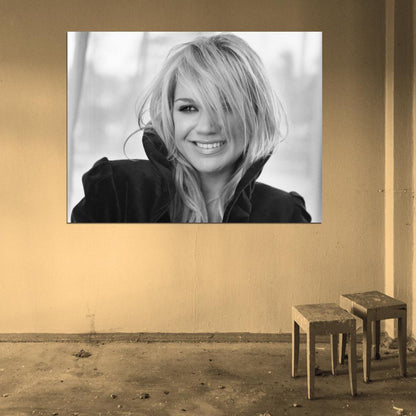 Kelly Clarkson Portrait Smile Cute Pop Music Singer BW Rare Wall Art Print Poster