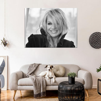 Kelly Clarkson Portrait Smile Cute Pop Music Singer BW Rare Wall Art Print Poster