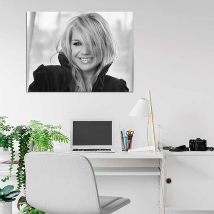 Kelly Clarkson Portrait Smile Cute Pop Music Singer BW Rare Wall Art Print Poster