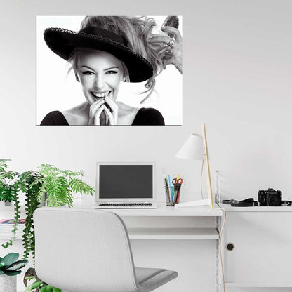Kylie Minogue Smile Cute Portrait Pop Music Singer BW Rare Wall Art Print Poster