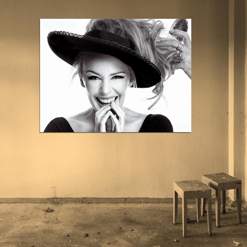 Kylie Minogue Smile Cute Portrait Pop Music Singer BW Rare Wall Art Print Poster