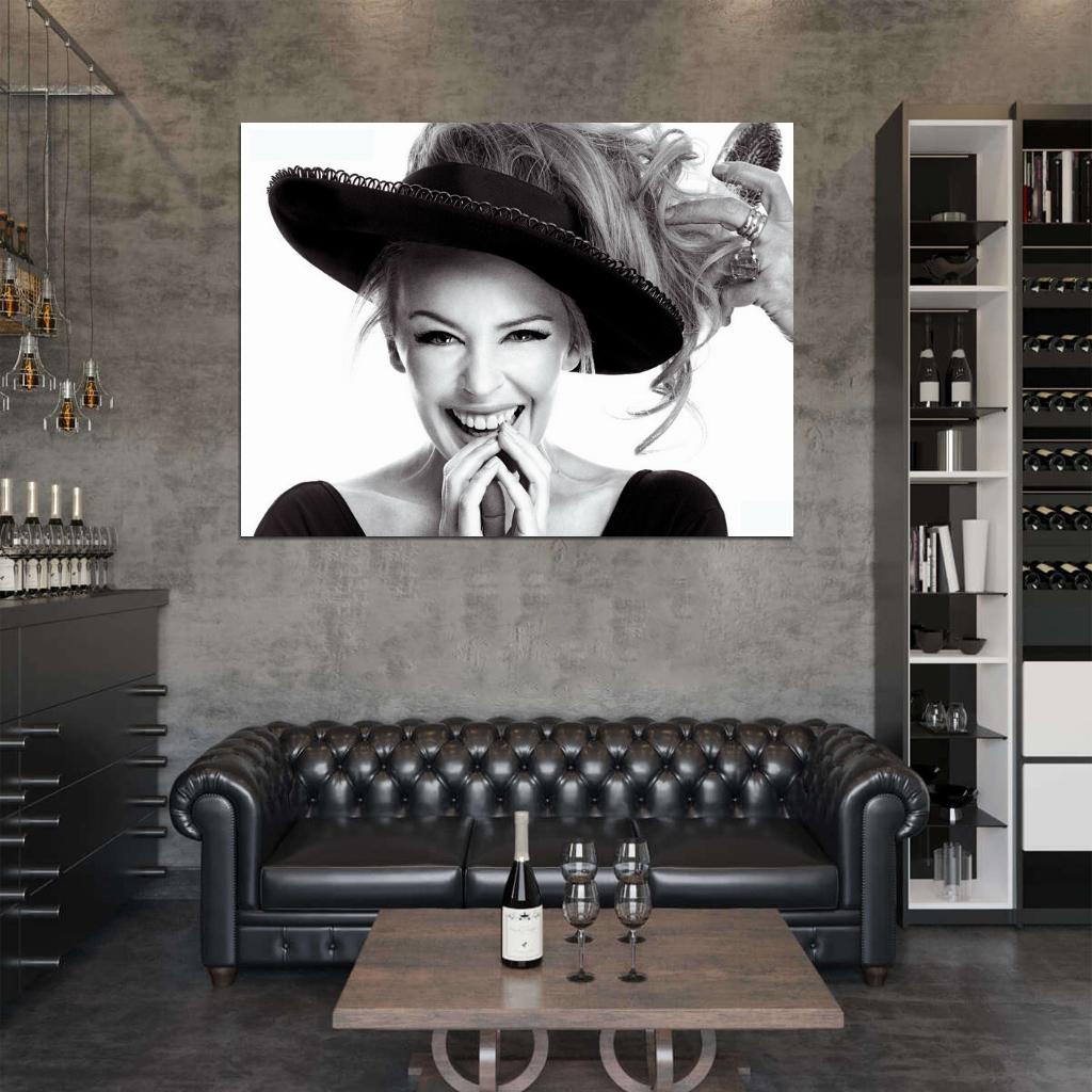 Kylie Minogue Smile Cute Portrait Pop Music Singer BW Rare Wall Art Print Poster
