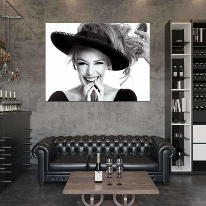 Kylie Minogue Smile Cute Portrait Pop Music Singer BW Rare Wall Art Print Poster