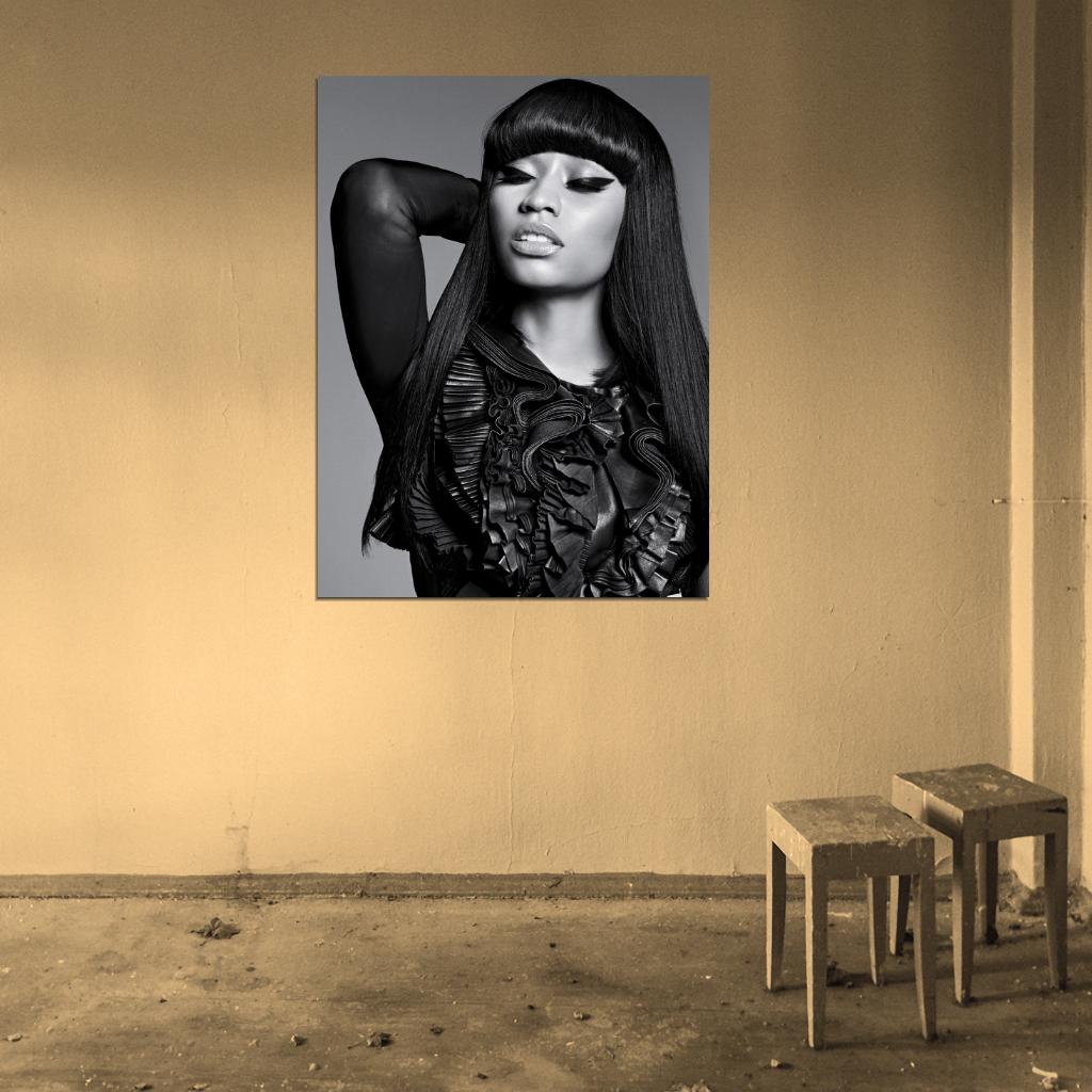 Nicki Minaj Beautiful Makeup Hip Hop R&B Music Singer BW Rare Wall Art Print Poster